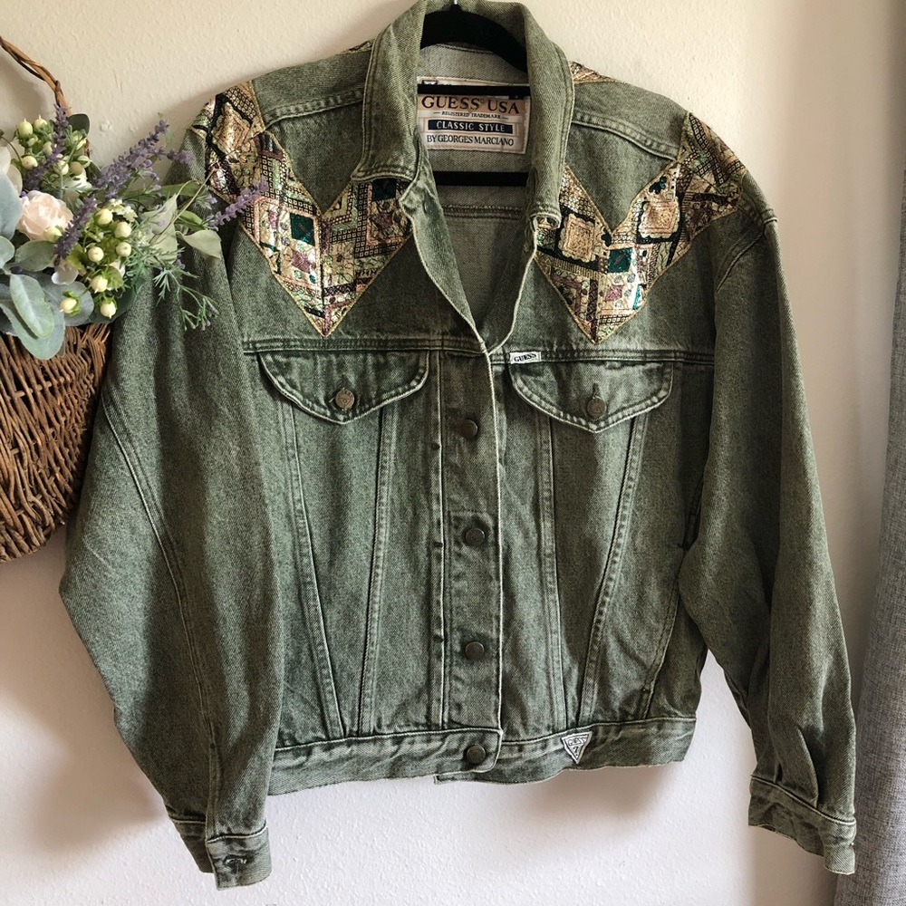 Vintage Guess Denim Embroidered Jacket